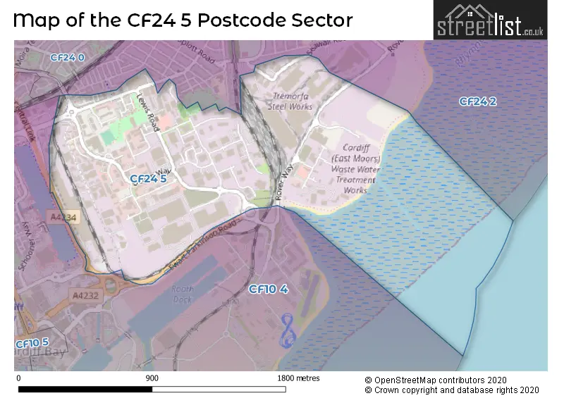 Map of the CF24 5 and surrounding postcode sector