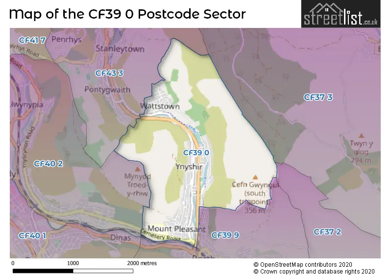 Map of the CF39 0 and surrounding postcode sector