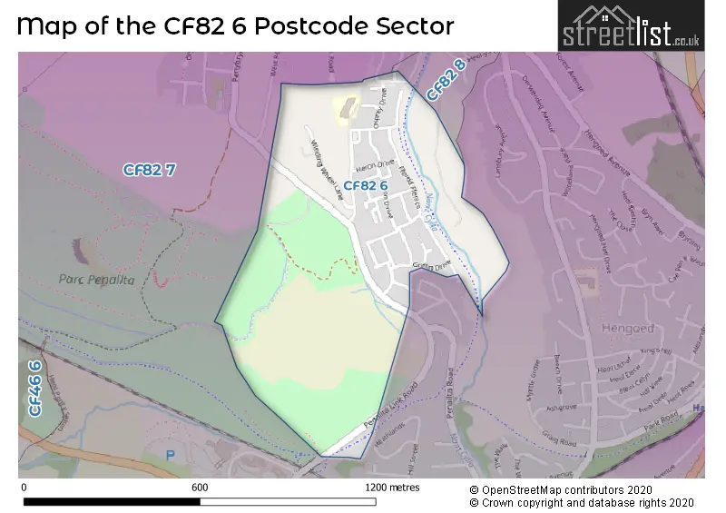 Map of the CF82 6 and surrounding postcode sector