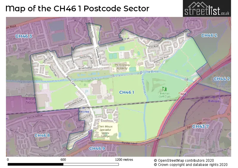 Map of the CH46 1 and surrounding postcode sector