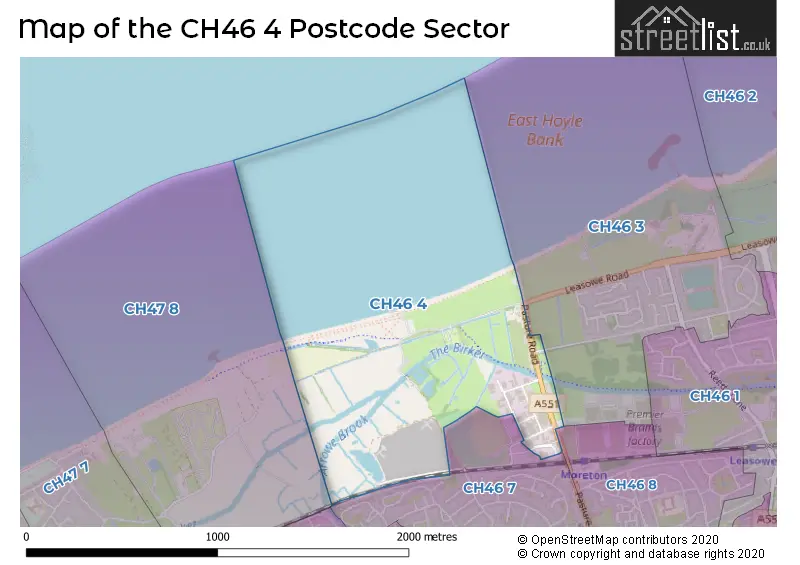 Map of the CH46 4 and surrounding postcode sector