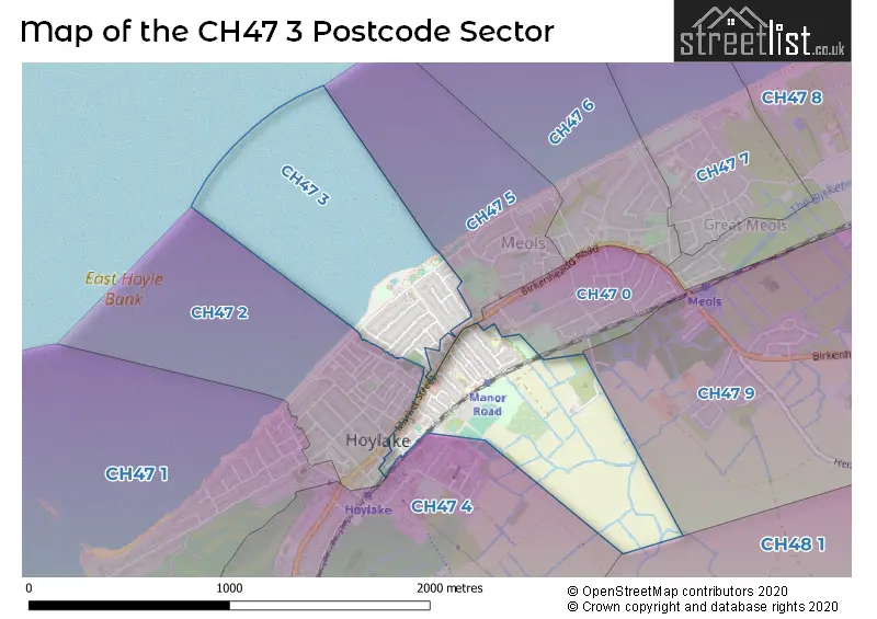 Map of the CH47 3 and surrounding postcode sector