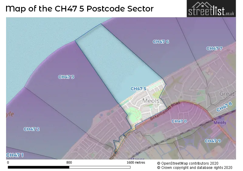 Map of the CH47 5 and surrounding postcode sector