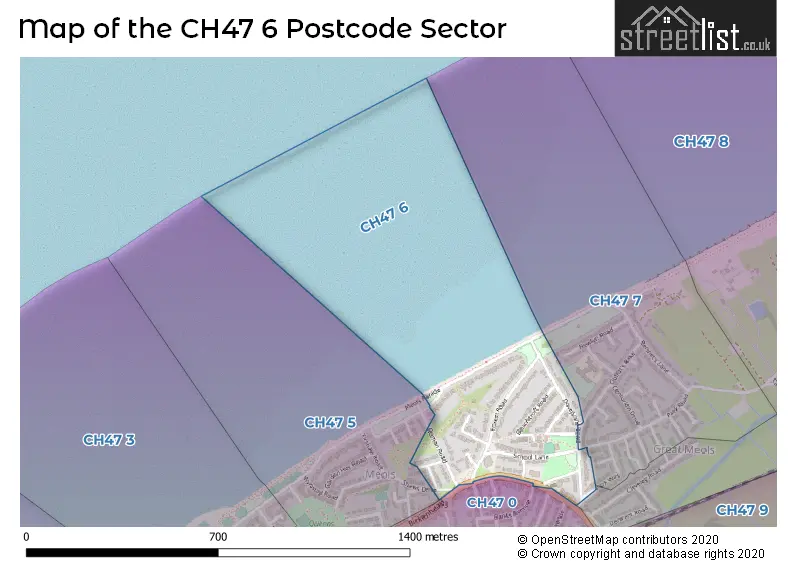 Map of the CH47 6 and surrounding postcode sector