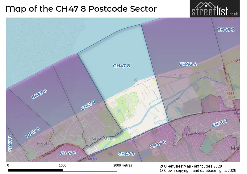 Map of the CH47 8 and surrounding postcode sector