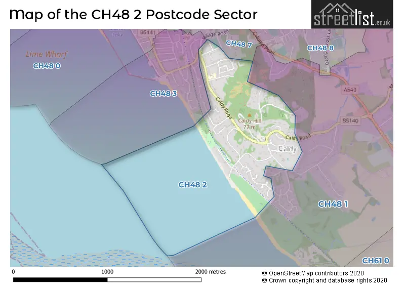 Map of the CH48 2 and surrounding postcode sector