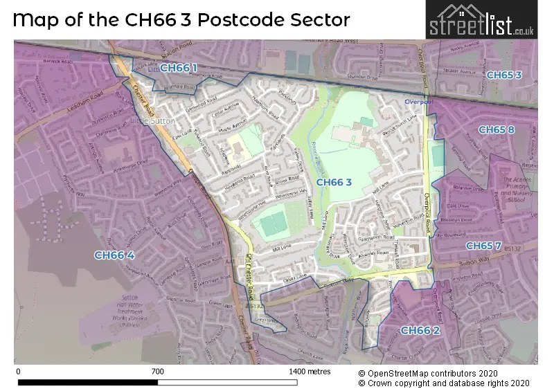 Map of the CH66 3 and surrounding postcode sector