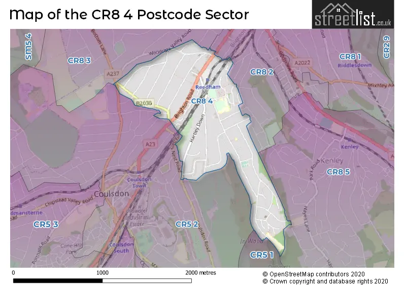 Map of the CR8 4 and surrounding postcode sector