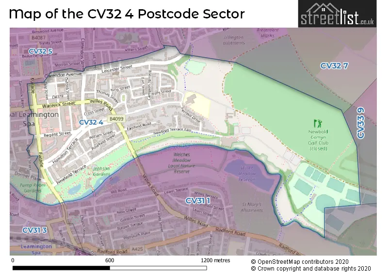 Map of the CV32 4 and surrounding postcode sector