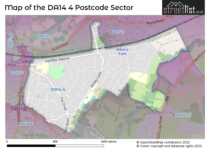 Map of the DA14 4 and surrounding postcode sector