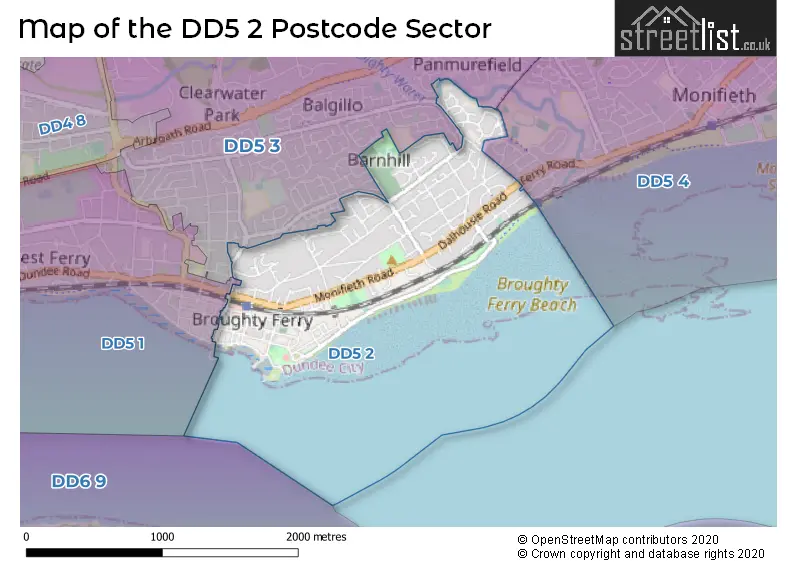 Map of the DD5 2 and surrounding postcode sector