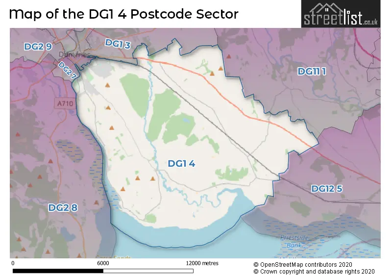 Map of the DG1 4 and surrounding postcode sector