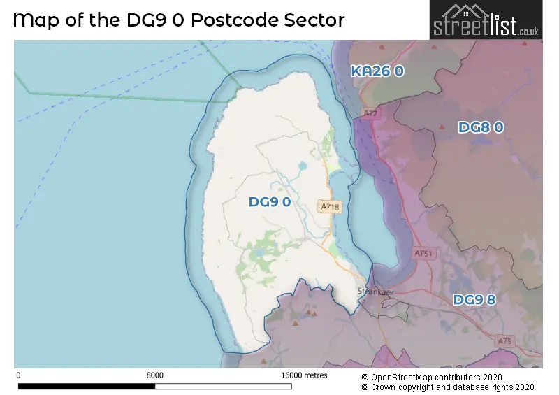 Map of the DG9 0 and surrounding postcode sector