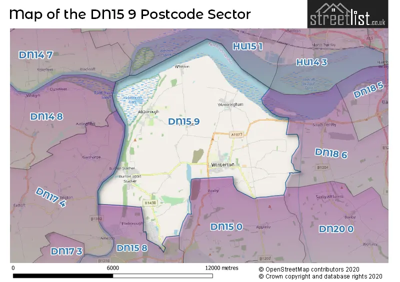 Map of the DN15 9 and surrounding postcode sector