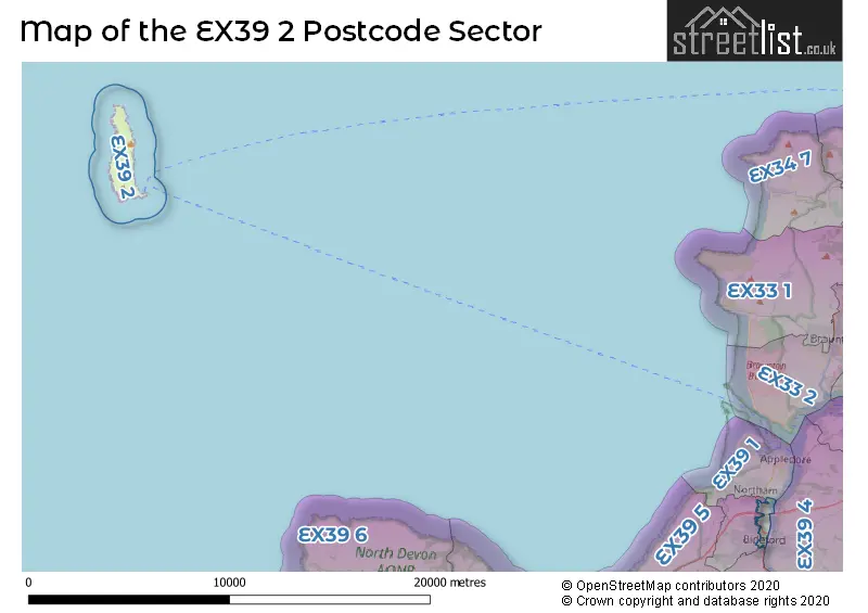 Map of the EX39 2 and surrounding postcode sector