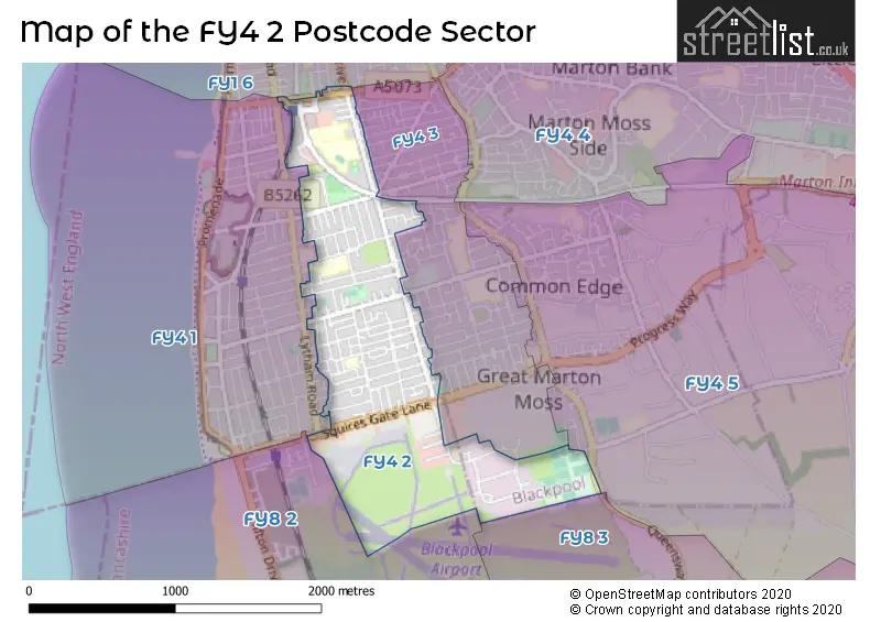 Map of the FY4 2 and surrounding postcode sector