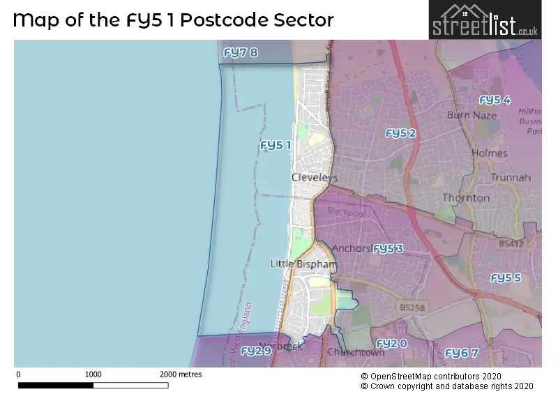 Map of the FY5 1 and surrounding postcode sector