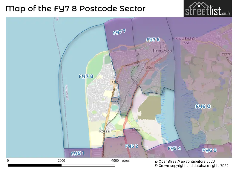 Map of the FY7 8 and surrounding postcode sector