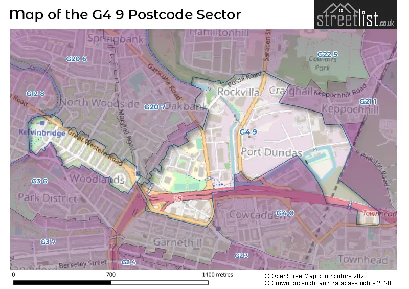 Map of the G4 9 and surrounding postcode sector