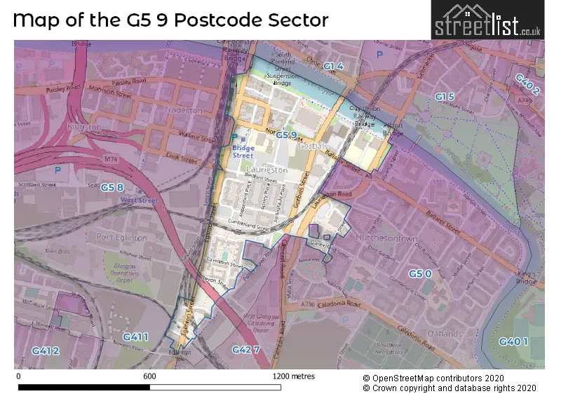 Map of the G5 9 and surrounding postcode sector