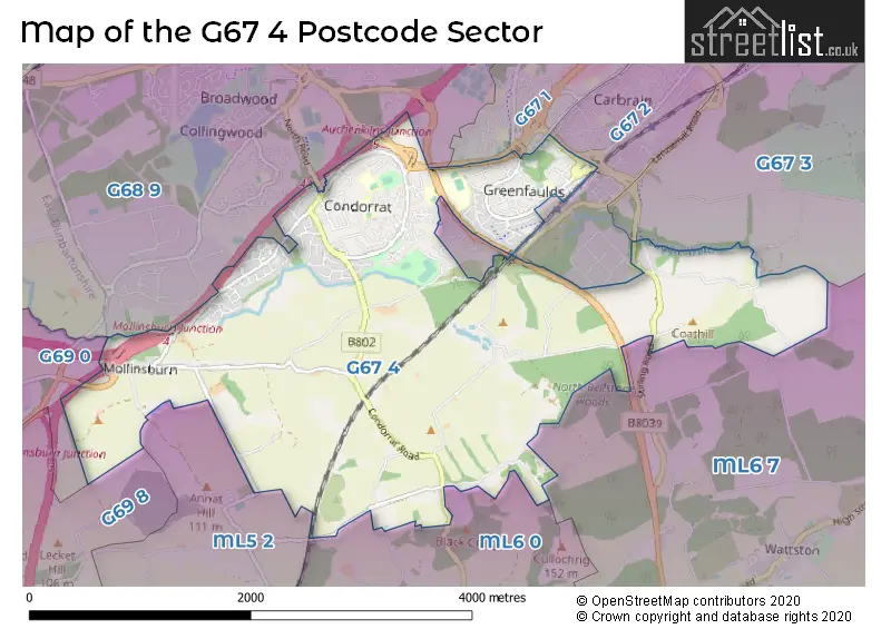 Map of the G67 4 and surrounding postcode sector