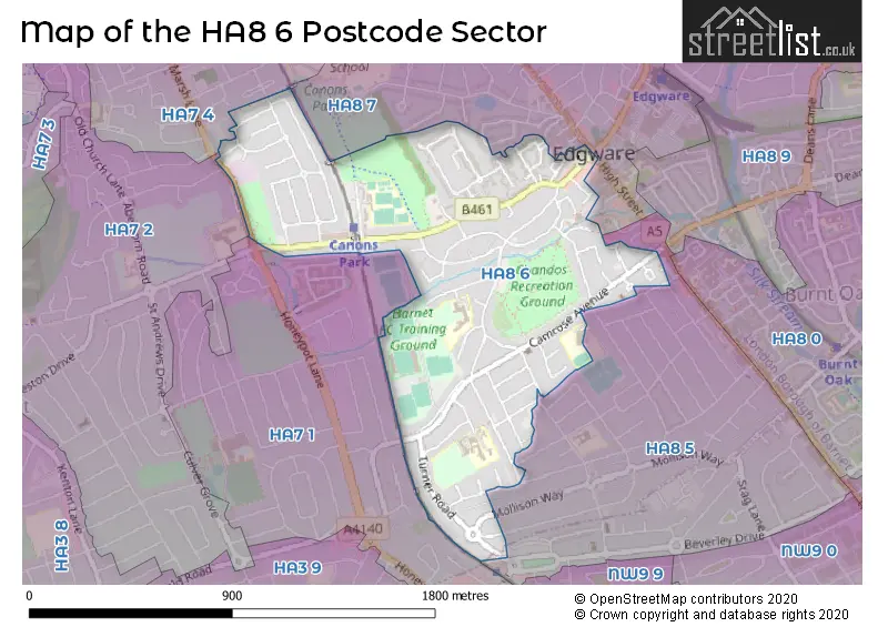 Map of the HA8 6 and surrounding postcode sector