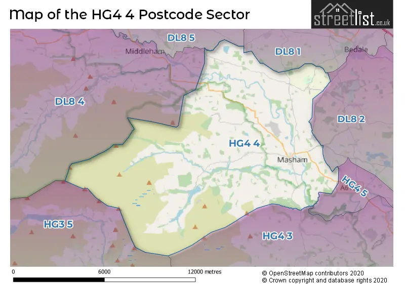 Map of the HG4 4 and surrounding postcode sector