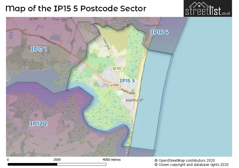 Map of the IP15 5 and surrounding postcode sector