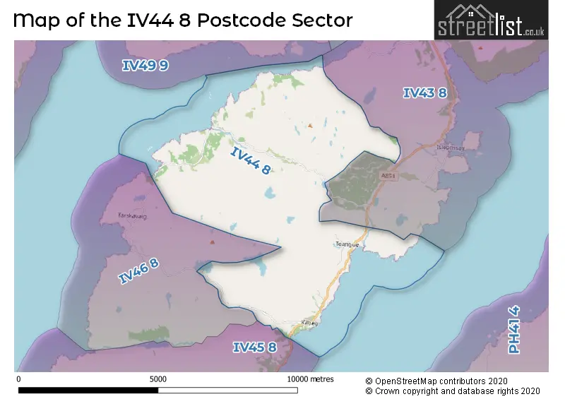 Map of the IV44 8 and surrounding postcode sector