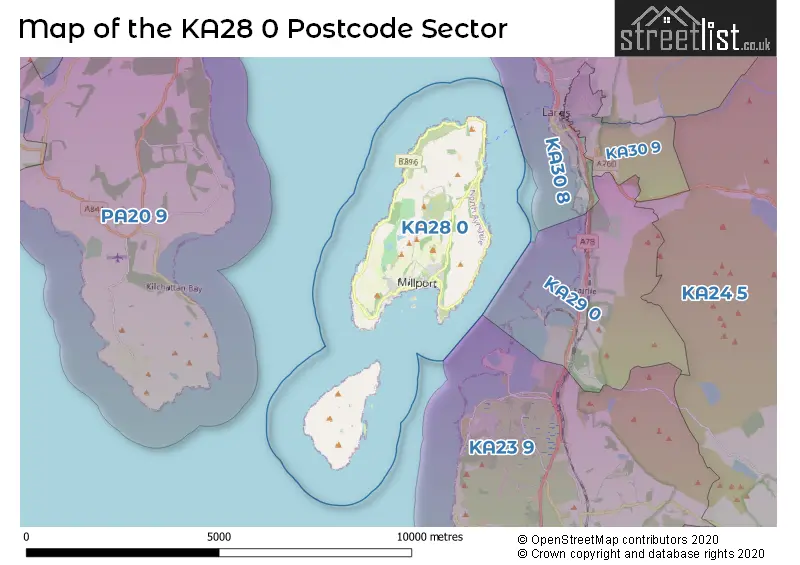 Map of the KA28 0 and surrounding postcode sector