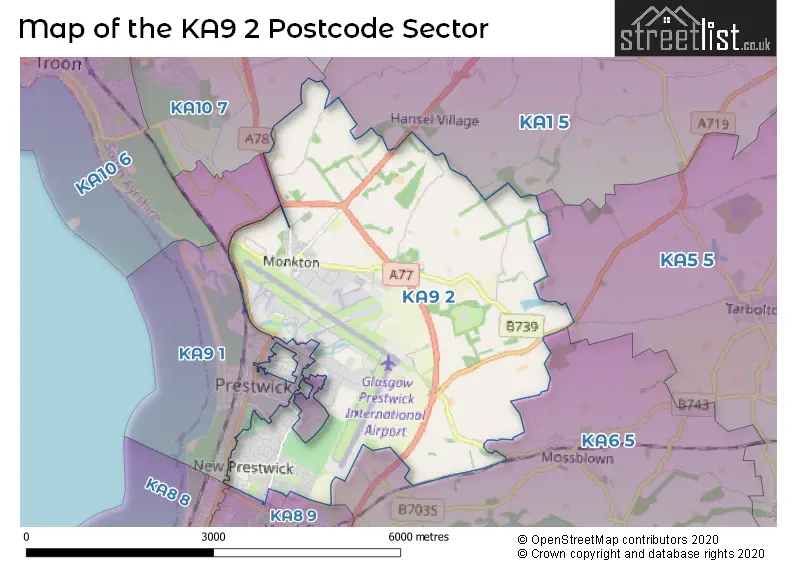 Map of the KA9 2 and surrounding postcode sector