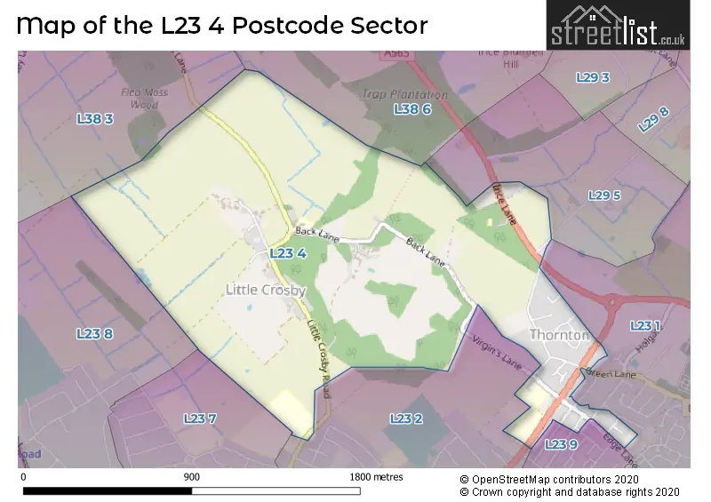 Map of the L23 4 and surrounding postcode sector