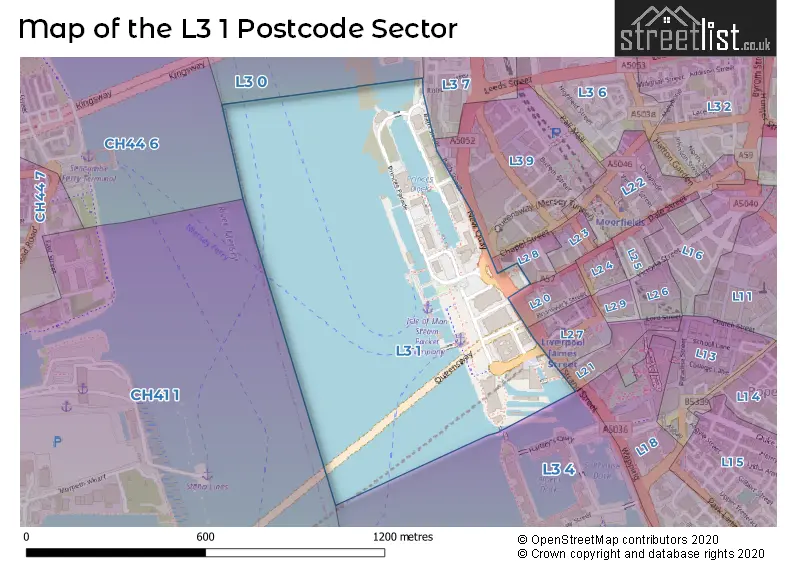 Map of the L3 1 and surrounding postcode sector