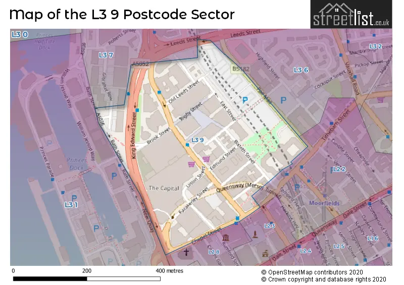 Map of the L3 9 and surrounding postcode sector