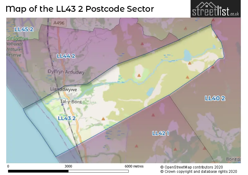 Map of the LL43 2 and surrounding postcode sector