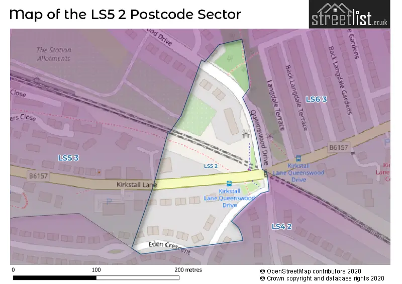 Map of the LS5 2 and surrounding postcode sector