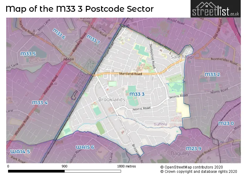 Map of the M33 3 and surrounding postcode sector