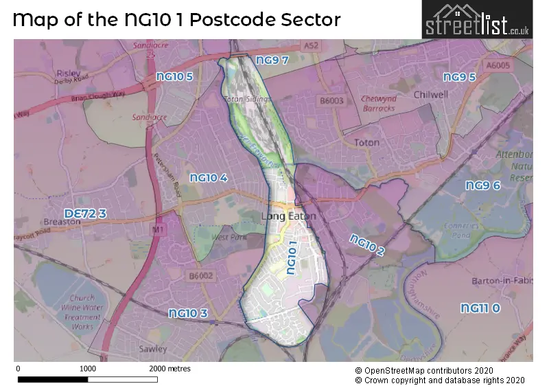 Map of the NG10 1 and surrounding postcode sector