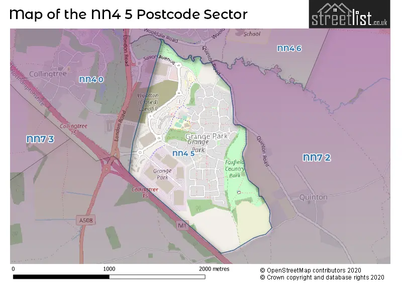 Map of the NN4 5 and surrounding postcode sector