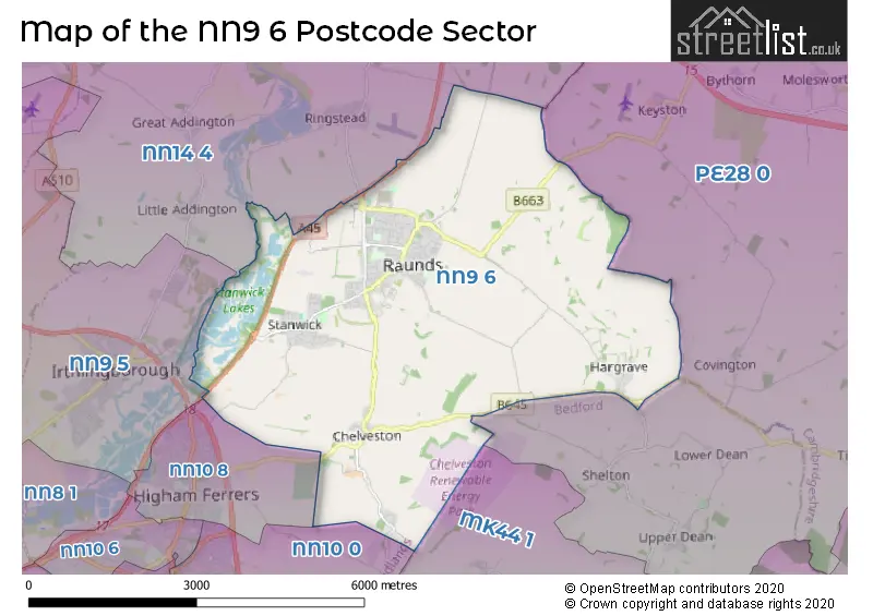 Map of the NN9 6 and surrounding postcode sector