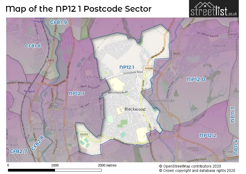 Map of the NP12 1 and surrounding postcode sector