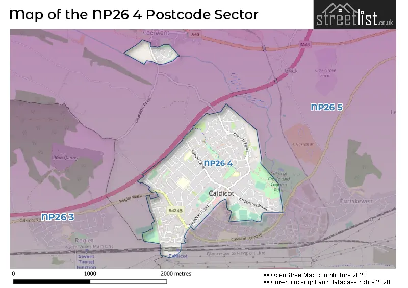 Map of the NP26 4 and surrounding postcode sector