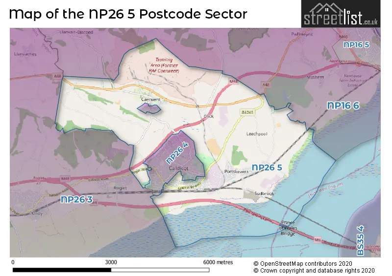 Map of the NP26 5 and surrounding postcode sector