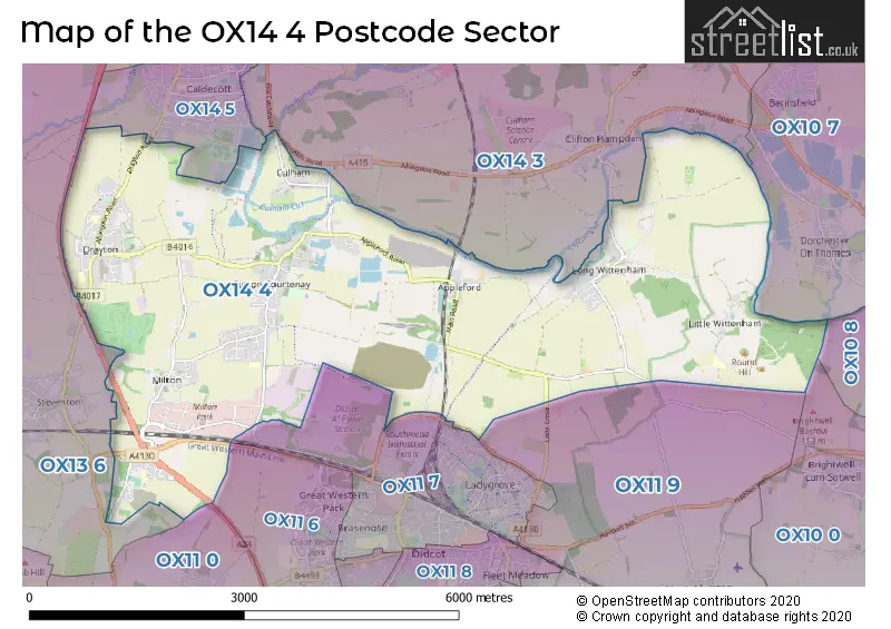 Map of the OX14 4 and surrounding postcode sector