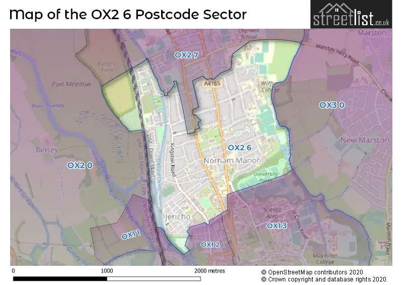 Map of the OX2 6 and surrounding postcode sector