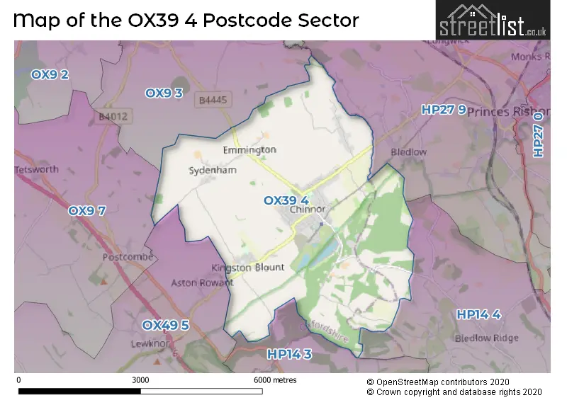 Map of the OX39 4 and surrounding postcode sector