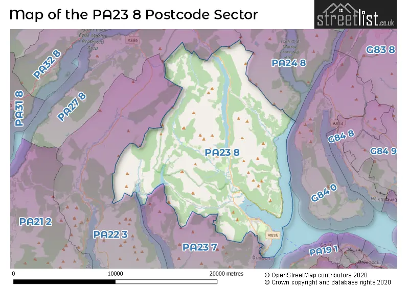 Map of the PA23 8 and surrounding postcode sector