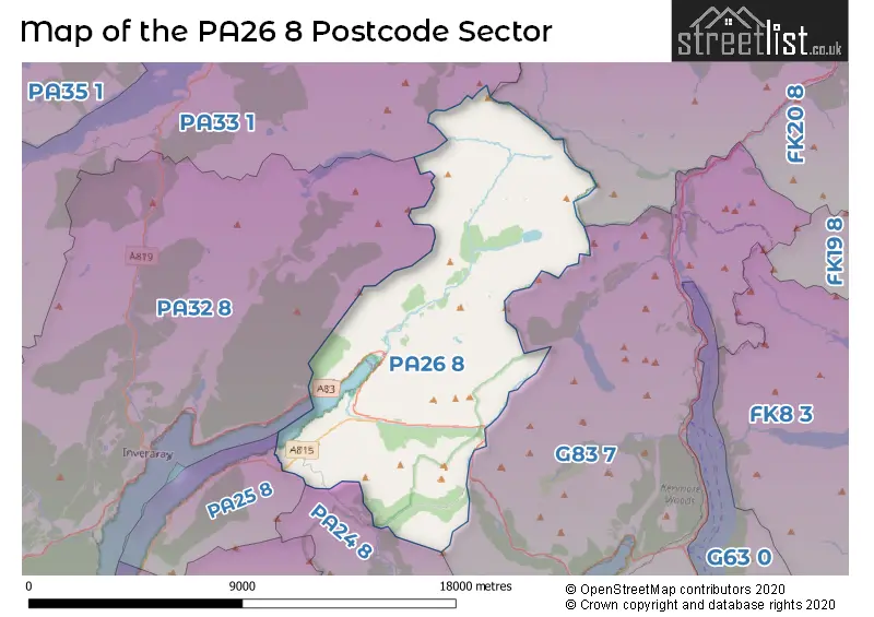 Map of the PA26 8 and surrounding postcode sector