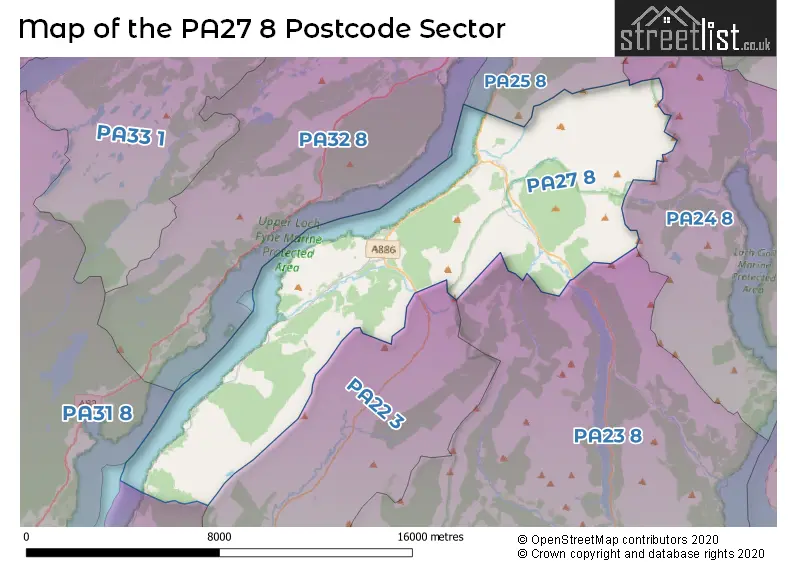 Map of the PA27 8 and surrounding postcode sector