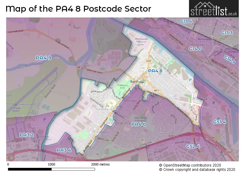 Map of the PA4 8 and surrounding postcode sector